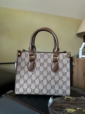 Brown Classic Monogram Small Satchel Bag New with Tag